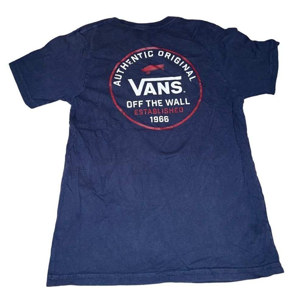 Vans Medium 8/10 youth short sleeved crew‎ neck navy blue t-shirt